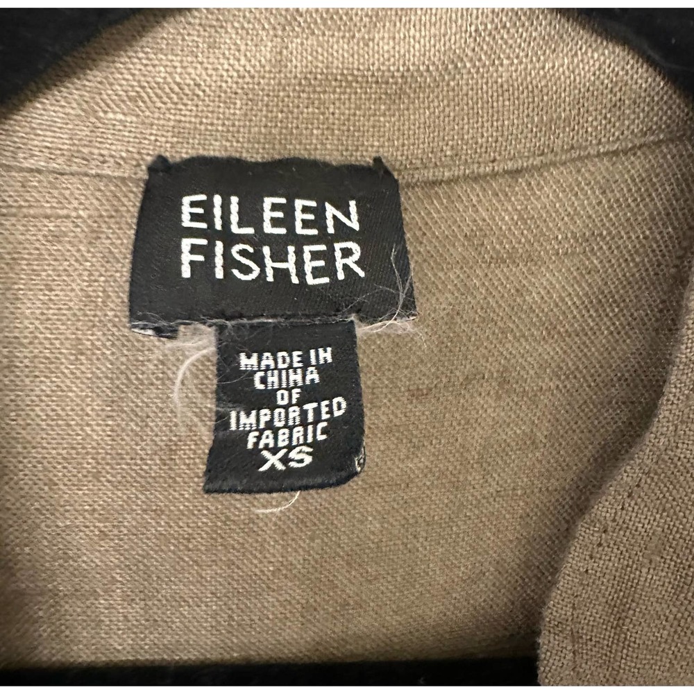 Eileen Fisher sage green (Taupe) Linen Button Front Lightweight Short Jacket XS - Picture 6 of 8